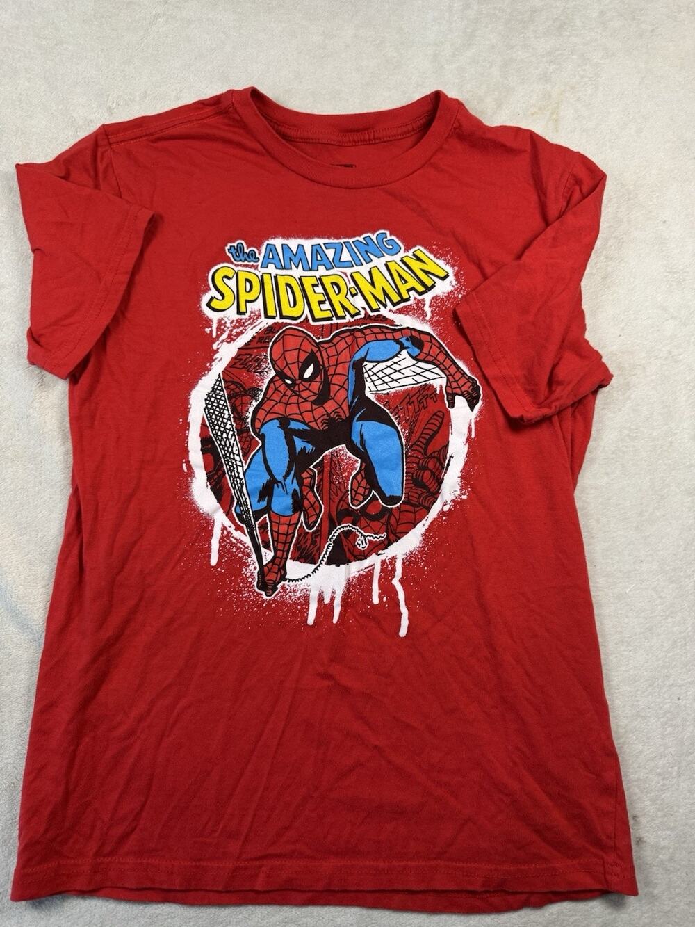 Marvel Amazing Spider-Man Boys XL 14/16 Red Graphic T Shirt Comic Superhero